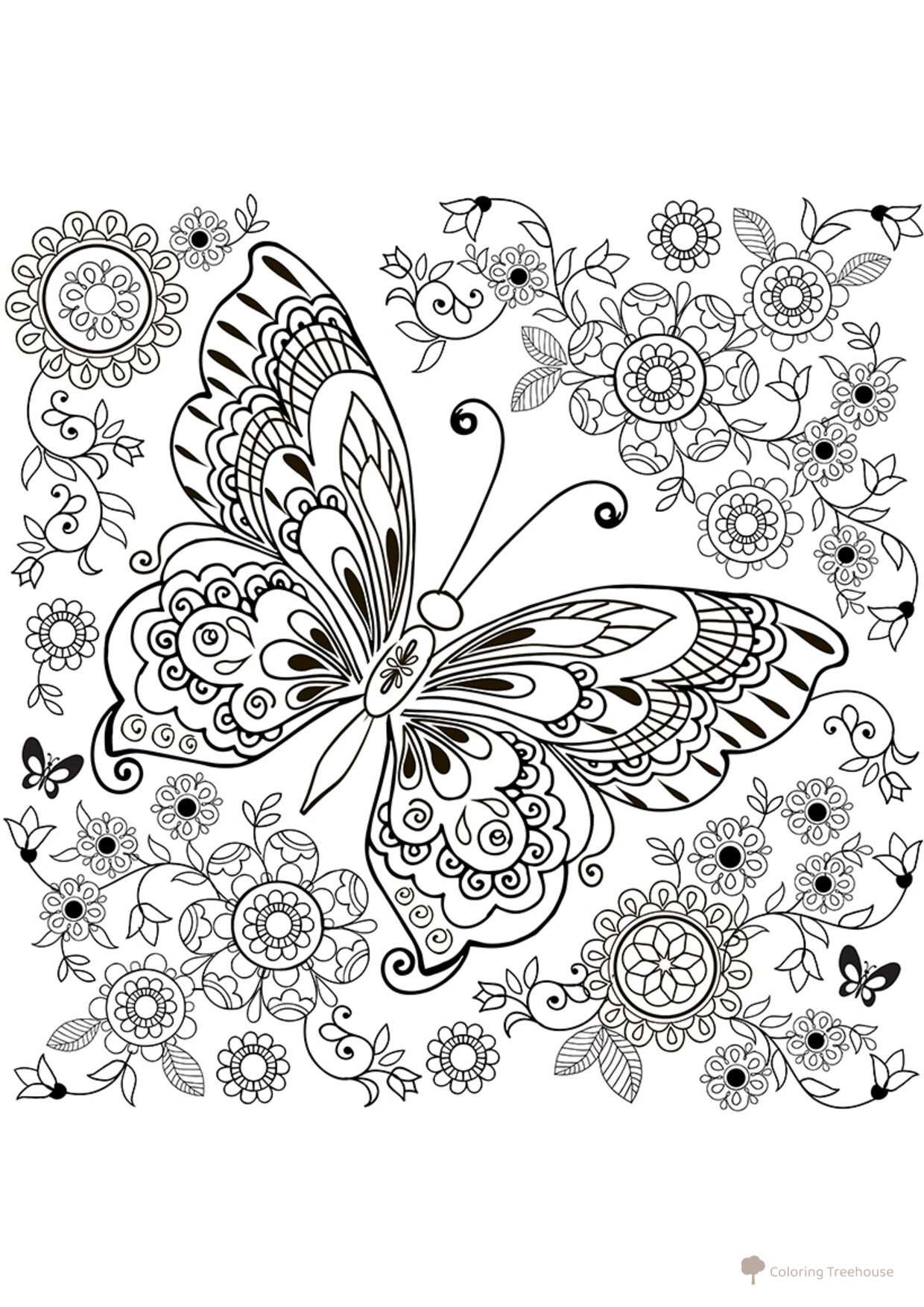 Summer Garden Coloring Page free printable Advanced Animal, Bird, Fish, and Insect Coloring Pages coloring page
