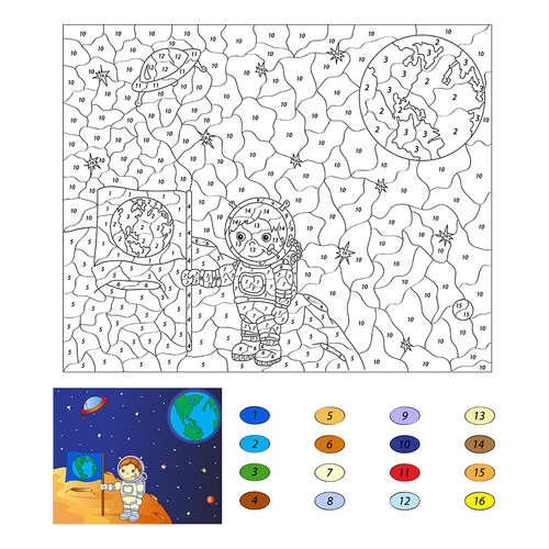 Astronaut Color by Numbers Coloring Page free printable Color by Number Coloring Pages coloring page