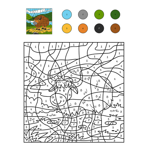 Bull Color by Numbers Coloring Page free printable Color by Number Coloring Pages coloring page