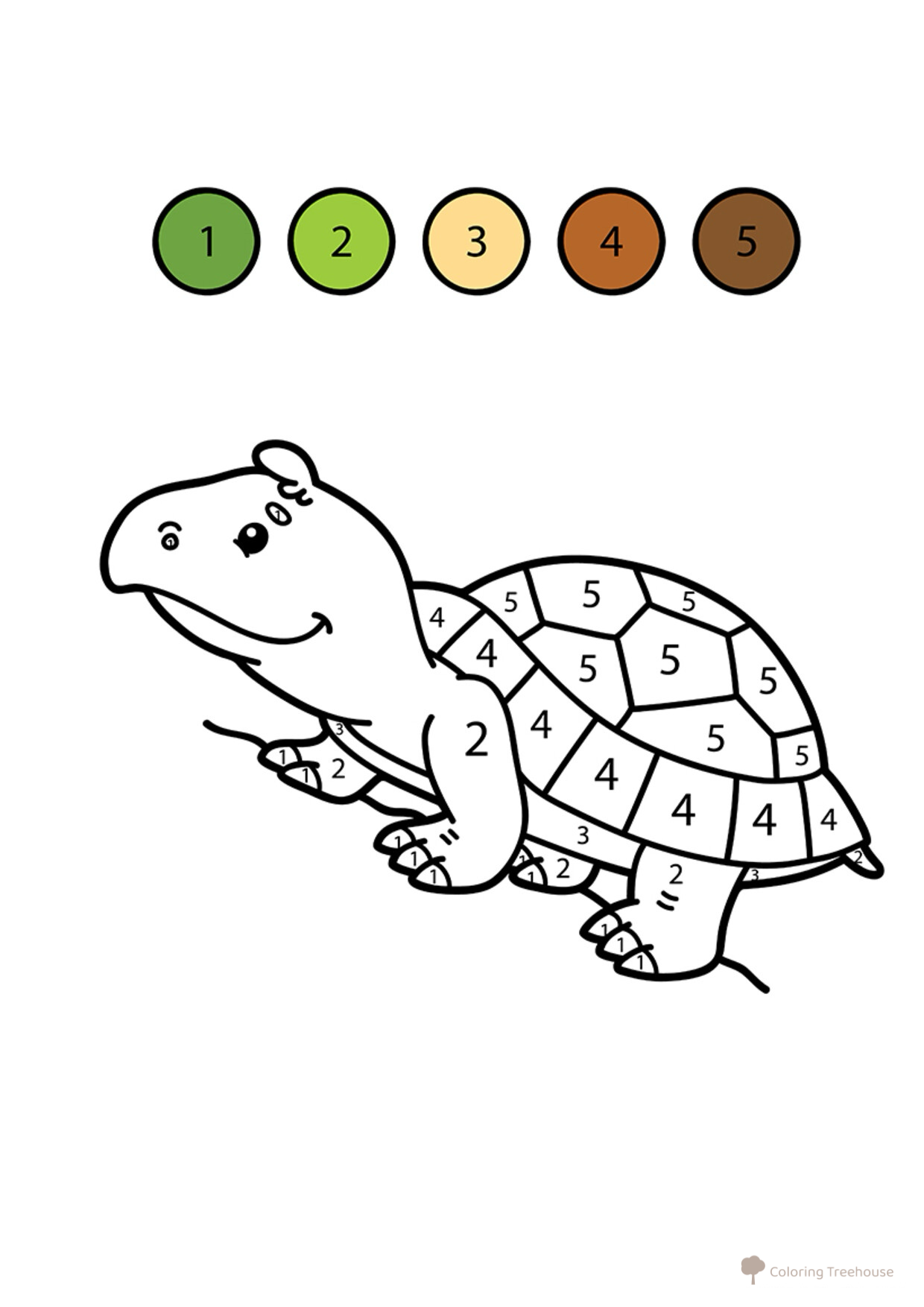 Turtle Color-by-Number Coloring Page free printable Color by Number Coloring Pages coloring page
