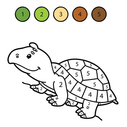 Turtle Color-by-Number Coloring Page free printable Color by Number Coloring Pages coloring page