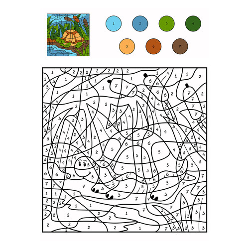 Turtle Color-by-Numbers Coloring Page free printable Color by Number Coloring Pages coloring page