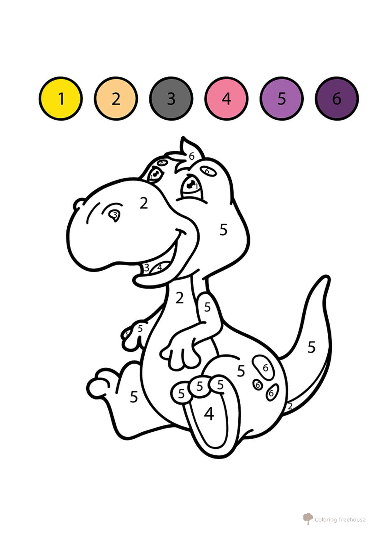 Dinosaur Color-by-Number Coloring Page free printable Color by Number Coloring Pages coloring page