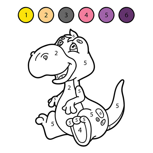 Dinosaur Color-by-Number Coloring Page free printable Color by Number Coloring Pages coloring page