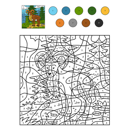 Página para colorear «Cabritillo por números» dibujo para colorear gratis de Colorear por números