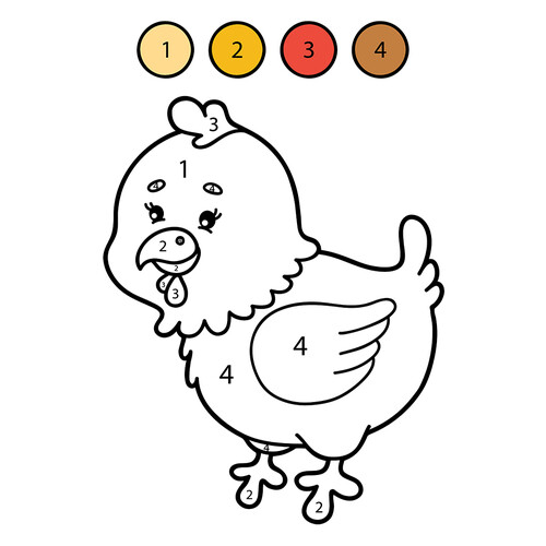 Página para colorear de gallina por números dibujo para colorear gratis de Colorear por números
