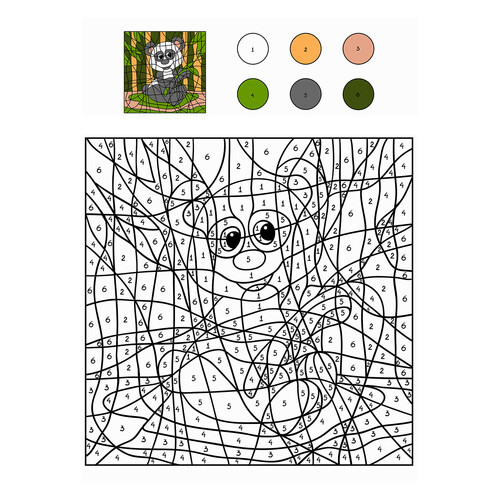 Panda Color by Numbers free printable Color by Number Coloring Pages coloring page