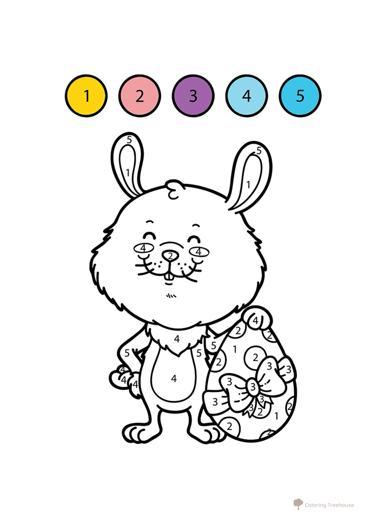 Раскраска Пасхальный кролик по цифрам dibujo para colorear gratis de Colorear por números