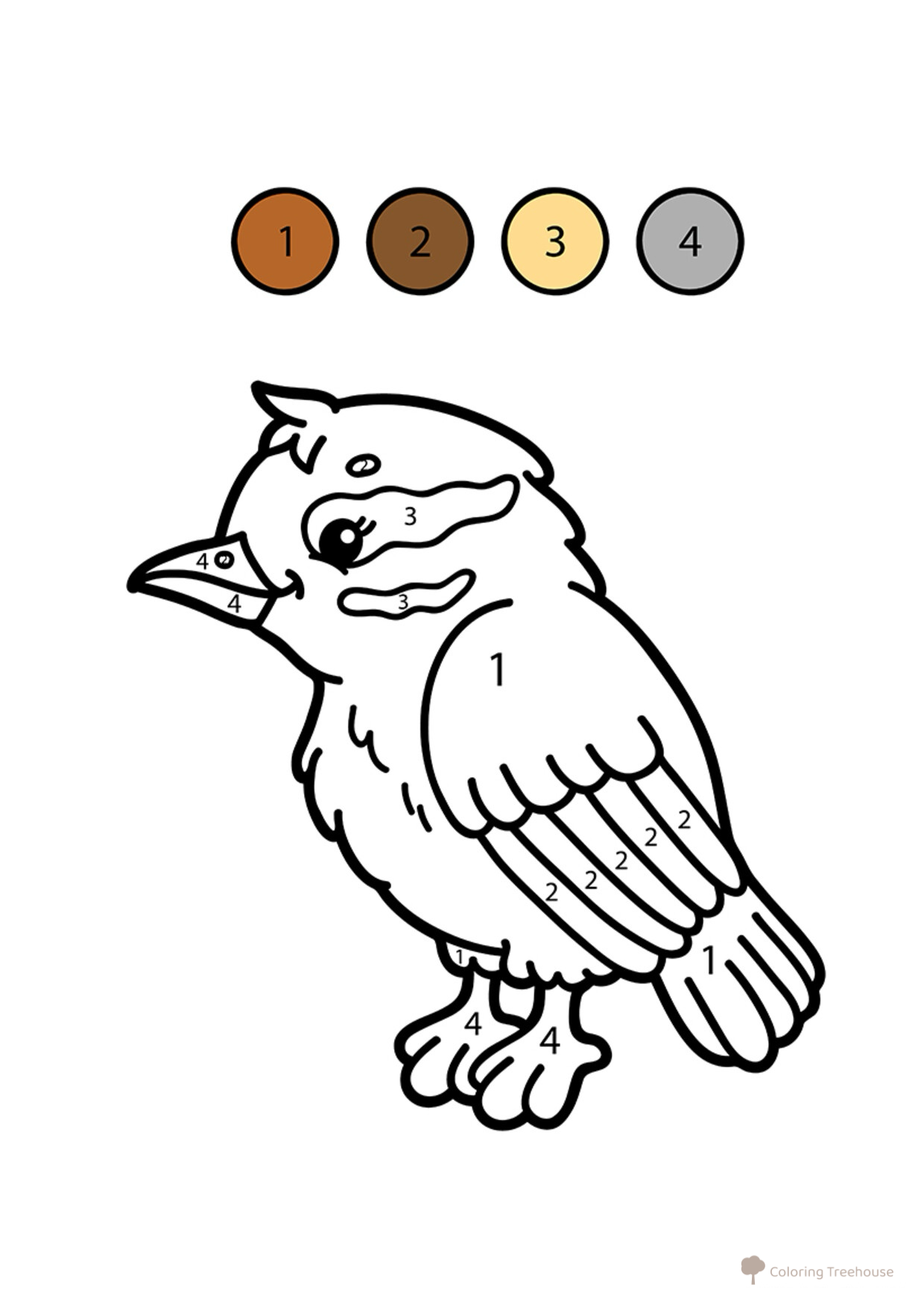 Página para colorear «Pájaro por números» dibujo para colorear gratis de Colorear por números