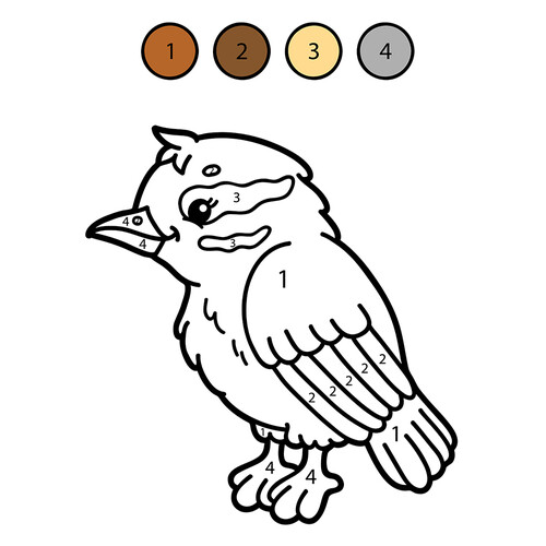 Página para colorear «Pájaro por números» dibujo para colorear gratis de Colorear por números