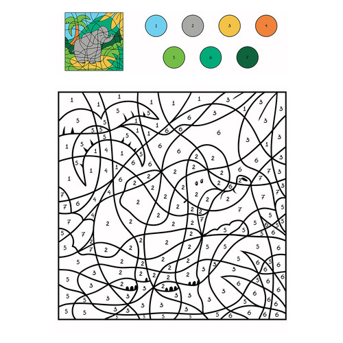 Página para colorear: Elefante por números dibujo para colorear gratis de Colorear por números