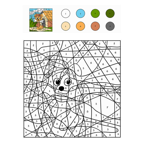 Página para colorear: Perro por números dibujo para colorear gratis de Colorear por números