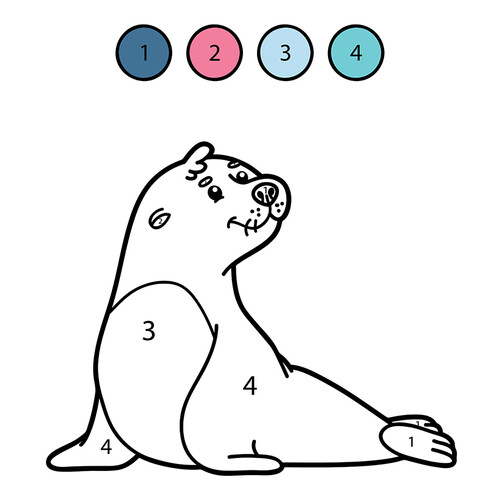 Seal Color by Number Coloring Page free printable Color by Number Coloring Pages coloring page