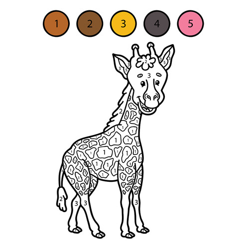 Dibujo para colorear: Jirafa por números dibujo para colorear gratis de Colorear por números