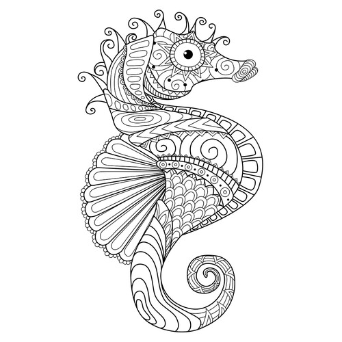 Seahorse Coloring Page free printable Advanced Animal, Bird, Fish, and Insect Coloring Pages coloring page