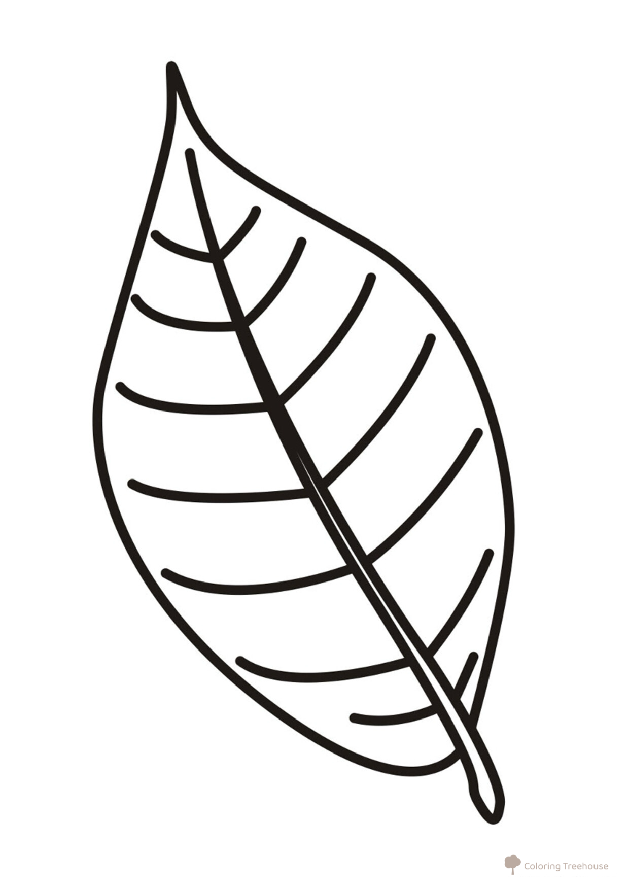 Página para colorear "Gran hoja" dibujo para colorear gratis de Páginas para colorear de flores y plantas para niños pequeños