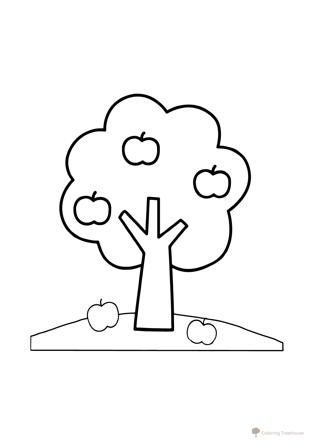 Página para colorear: Manzano para niños pequeños dibujo para colorear gratis de Páginas para colorear de flores y plantas para niños pequeños