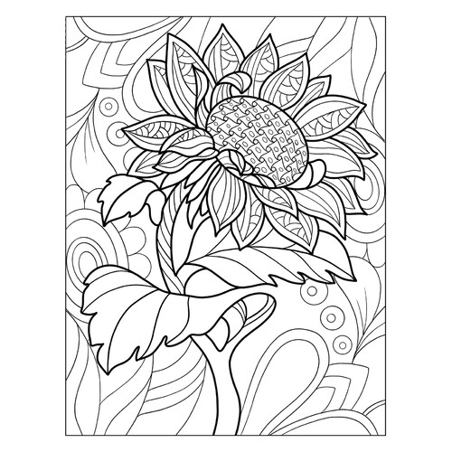 Anti-Stress Sunflower Coloring Page free printable Flower Coloring Pages coloring page