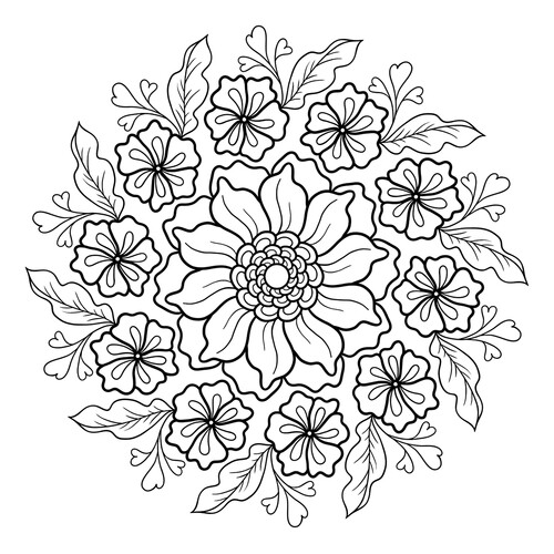 Página para colorear «Mandala: bonita flor amarilis» dibujo para colorear gratis de Flower Coloring Pages