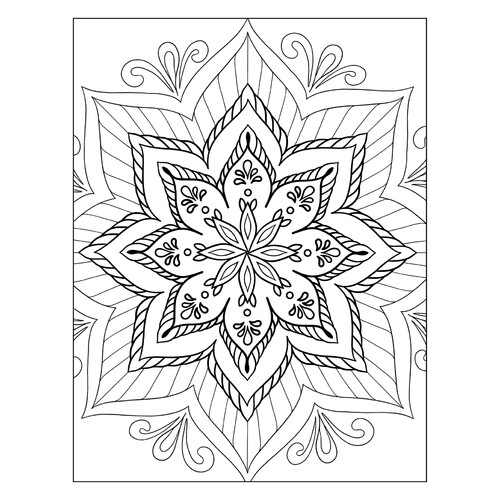 Libro para colorear «Mandala Petunia» dibujo para colorear gratis de Flower Coloring Pages