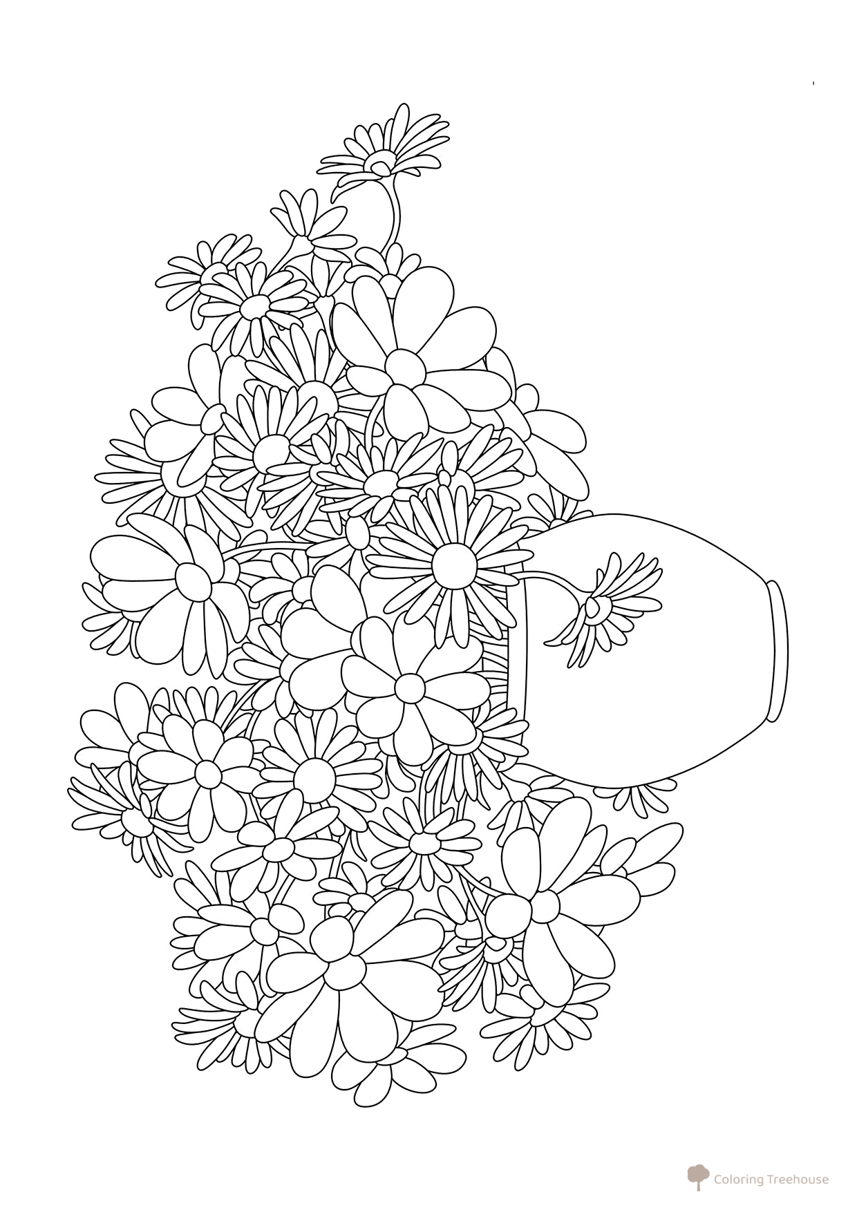 Página para colorear: Flores silvestres en un jarrón dibujo para colorear gratis de Flower Coloring Pages