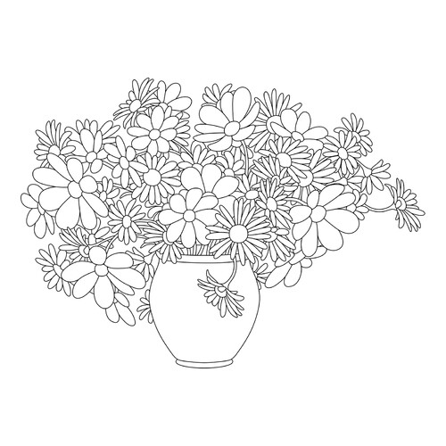 Página para colorear: Flores silvestres en un jarrón dibujo para colorear gratis de Flower Coloring Pages