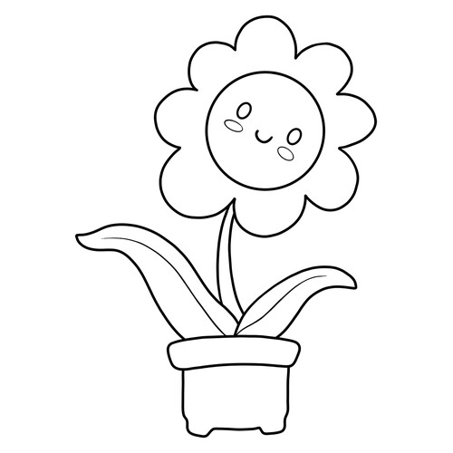 Página para colorear «Flor sencilla en maceta» dibujo para colorear gratis de Flower Coloring Pages