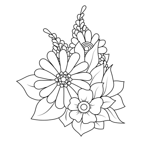 Simple Flower Bouquet Coloring Page free printable Flower Coloring Pages coloring page