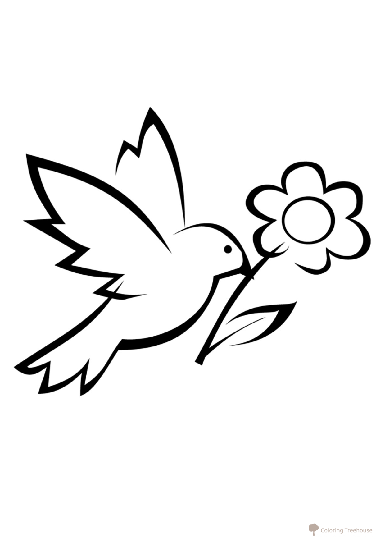 Página para colorear: Pajarito con margarita dibujo para colorear gratis de Flower Coloring Pages