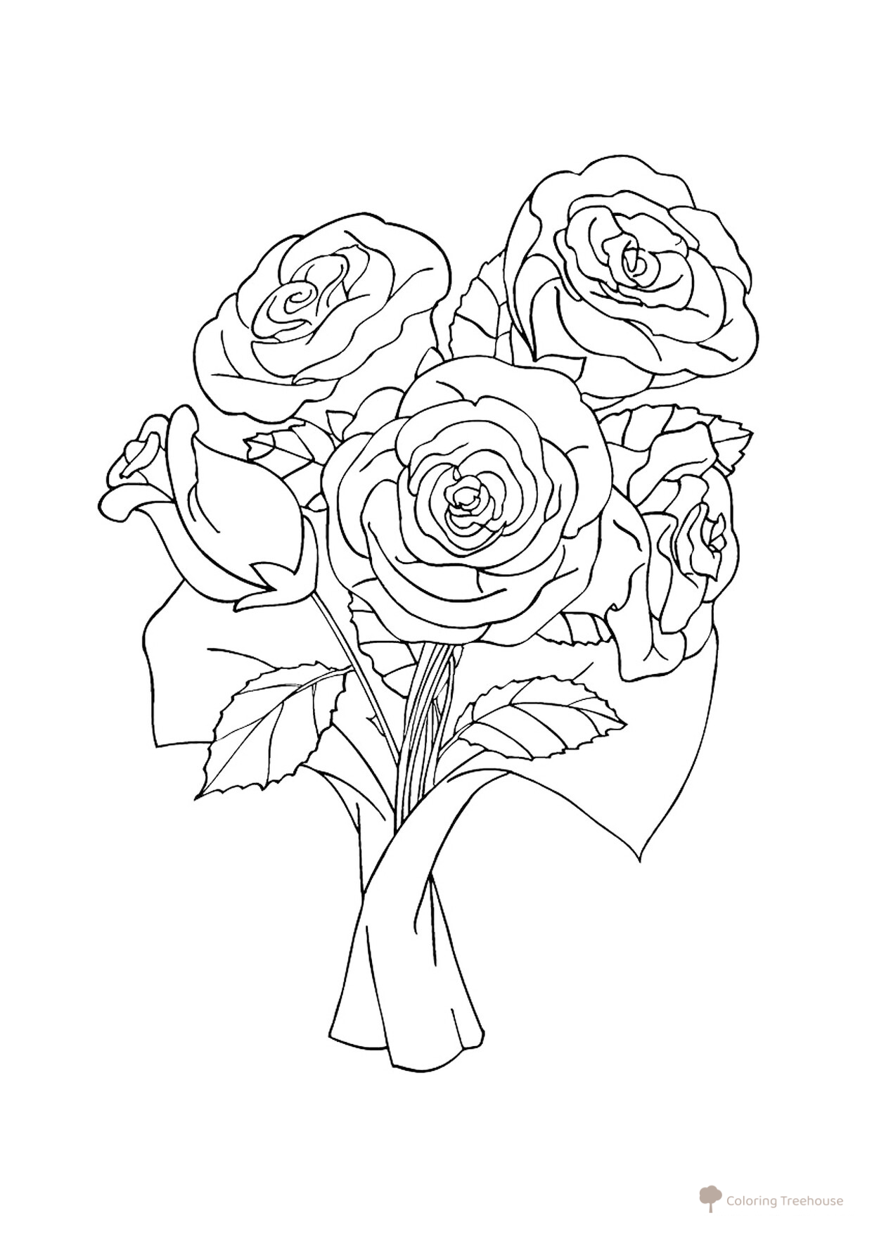 Página para colorear: Rosas de regalo dibujo para colorear gratis de Flower Coloring Pages