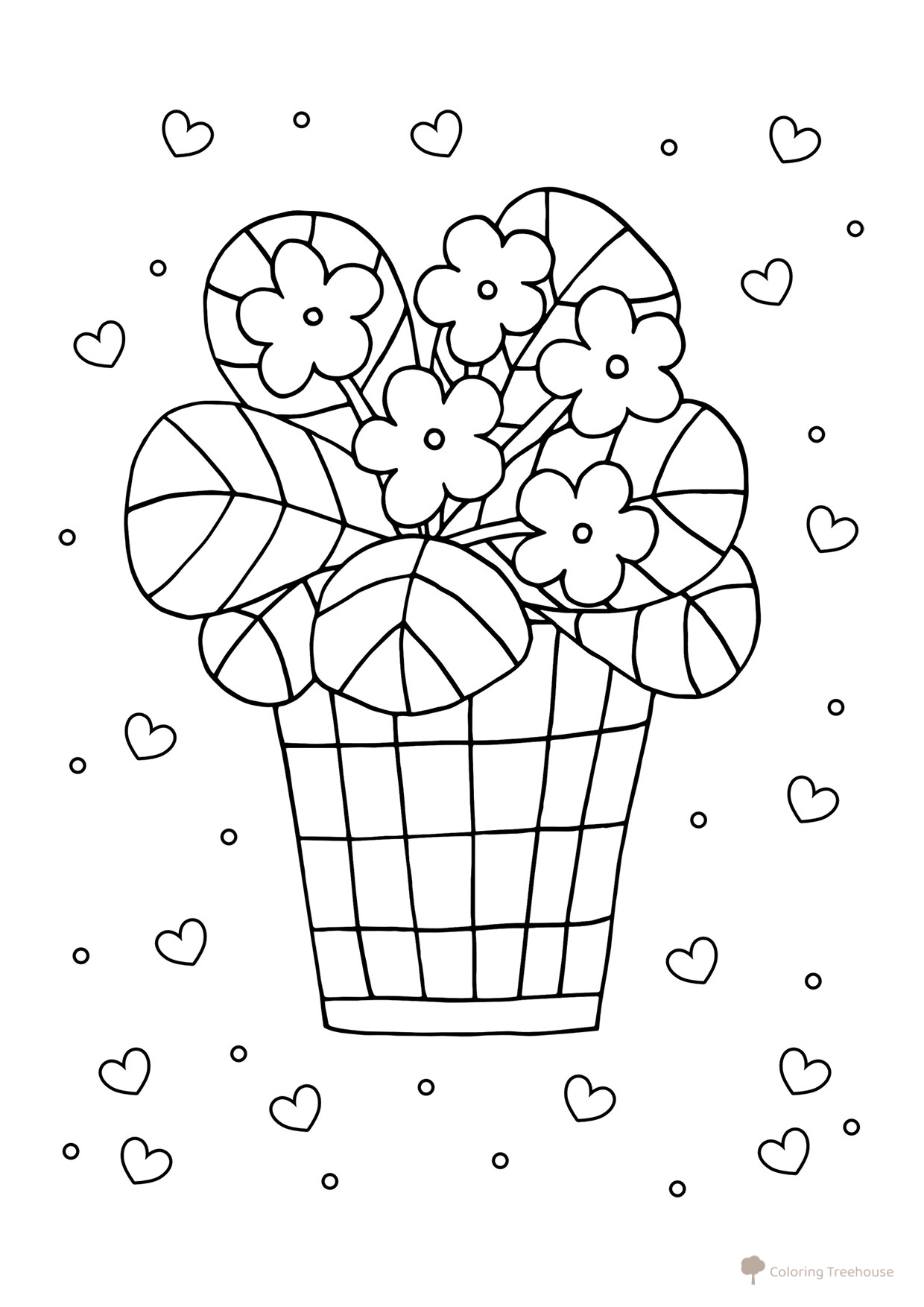 Página para colorear: Flores de primavera en maceta dibujo para colorear gratis de Flower Coloring Pages