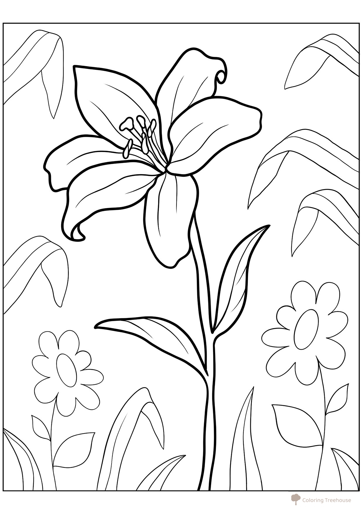 Spring Lily Coloring Page free printable Flower Coloring Pages coloring page