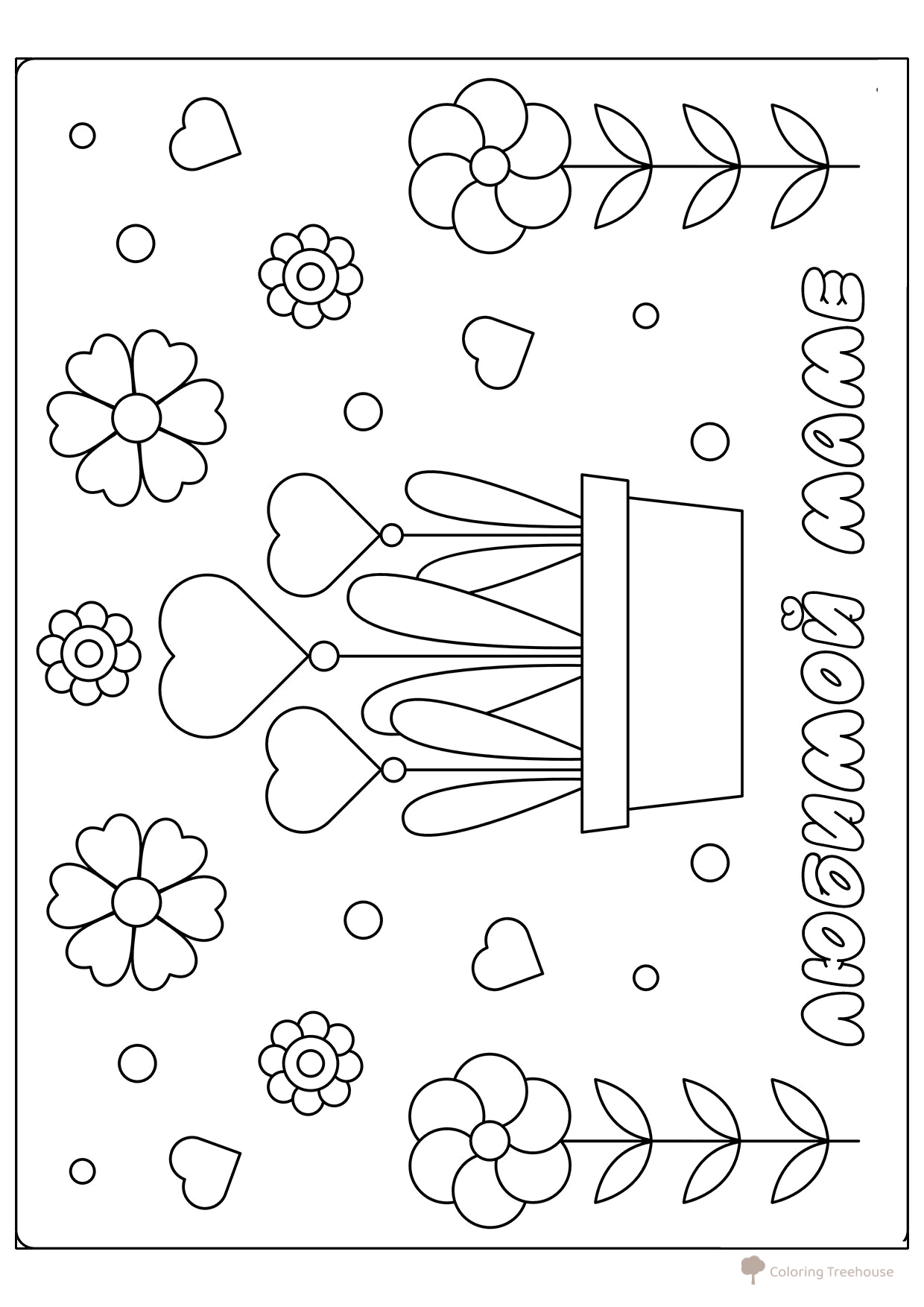 Página para colorear: Postal con flores para la querida mamá dibujo para colorear gratis de Páginas para colorear para el Día de la Madre