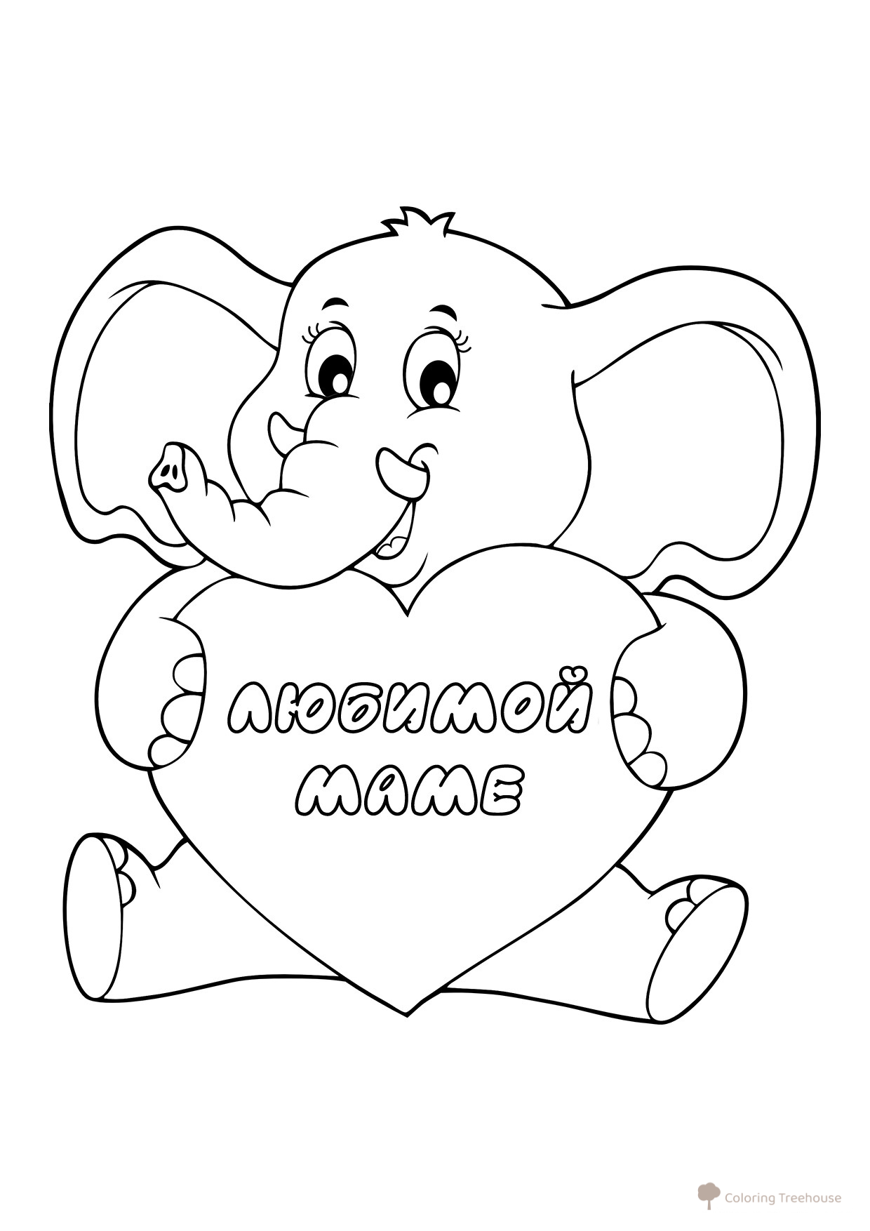 Mother's Day Baby Elephant Coloring Page free printable Mother's Day Coloring Pages coloring page