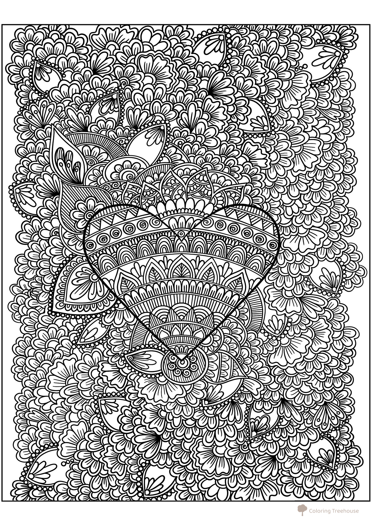 Stress-Relief Heart Coloring Page free printable Valentine's Day Coloring Pages and Valentine Cards coloring page