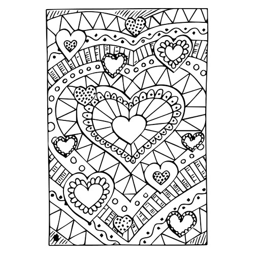 Anti-Stress Valentine's Day Coloring Page free printable Valentine's Day Coloring Pages and Valentine Cards coloring page