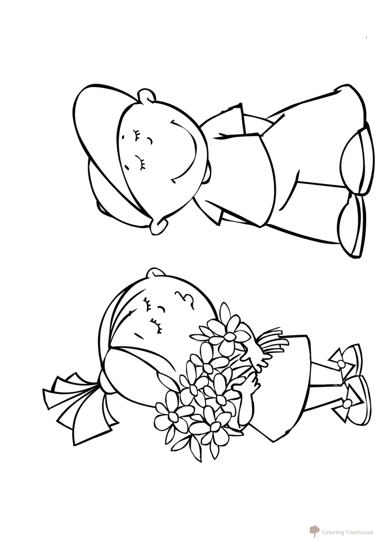 Página para colorear: Niños en el Día de San Valentín dibujo para colorear gratis de Hojas para colorear del Día de San Valentín (14 de febrero)
