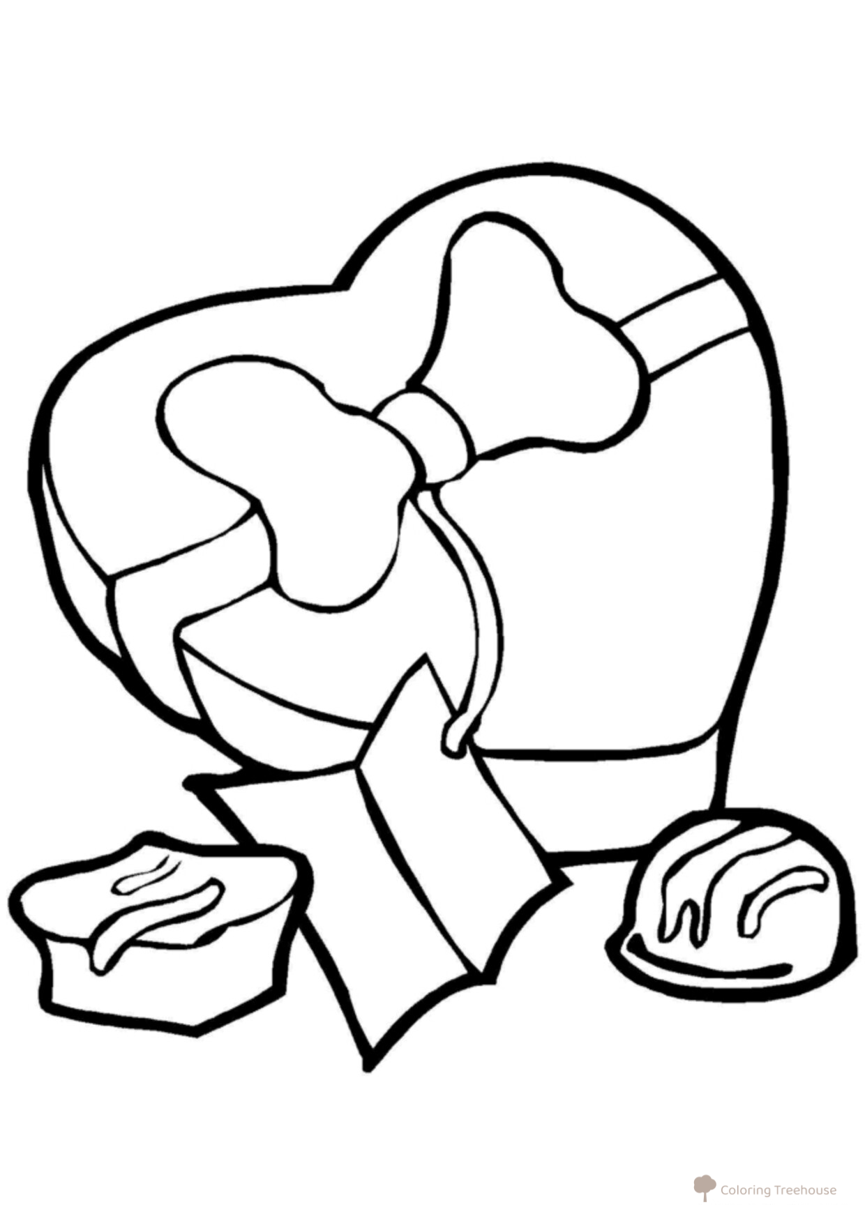 Página para colorear: Caja de bombones para el Día de San Valentín dibujo para colorear gratis de Hojas para colorear del Día de San Valentín (14 de febrero)