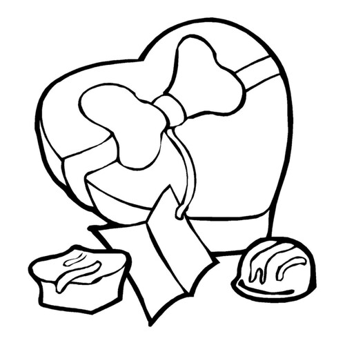 Página para colorear: Caja de bombones para el Día de San Valentín dibujo para colorear gratis de Hojas para colorear del Día de San Valentín (14 de febrero)
