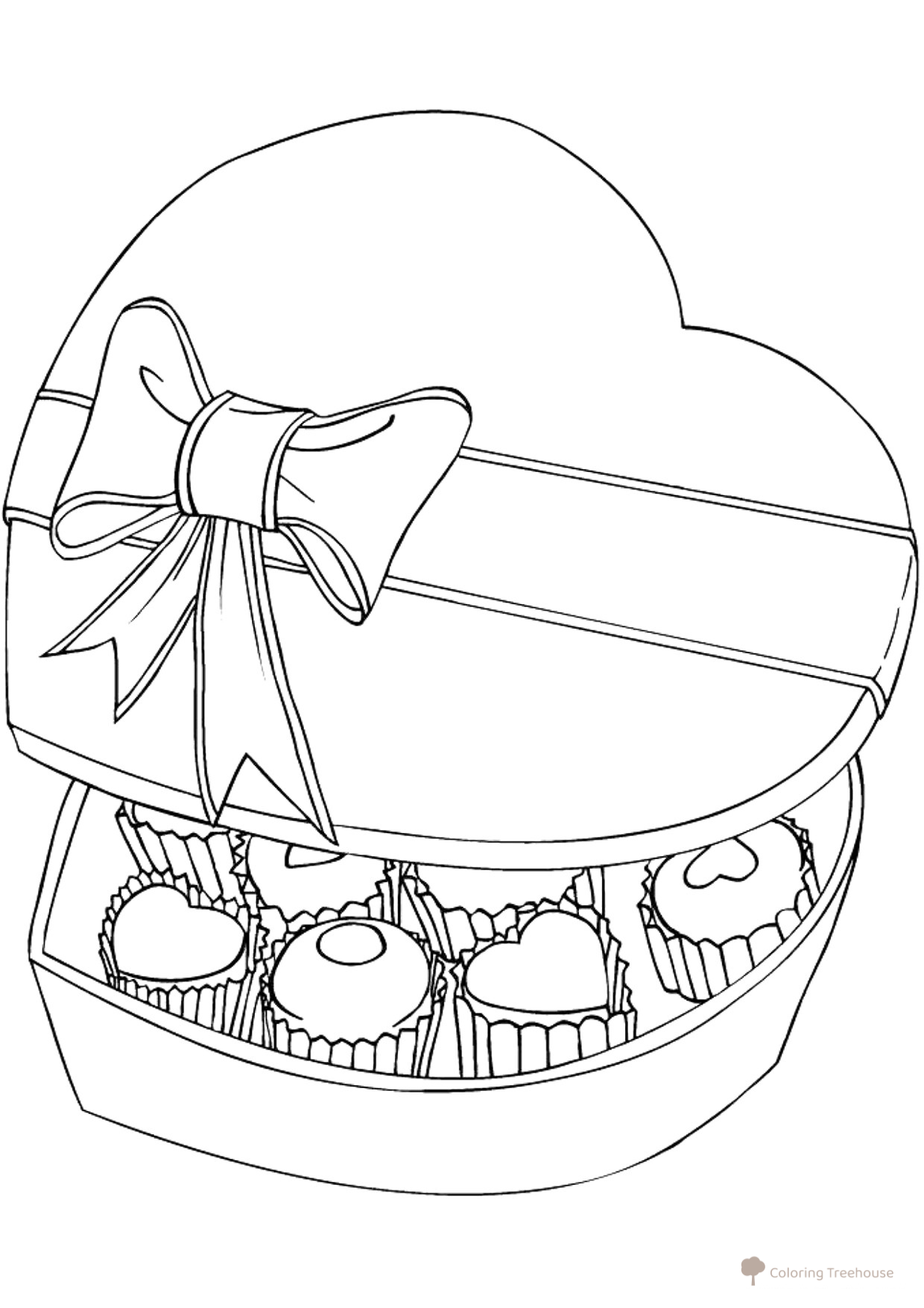 Página para colorear: Caja de bombones dibujo para colorear gratis de Hojas para colorear del Día de San Valentín (14 de febrero)