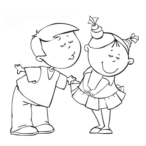 Boy Kissing Girl Coloring Page free printable Valentine's Day Coloring Pages and Valentine Cards coloring page