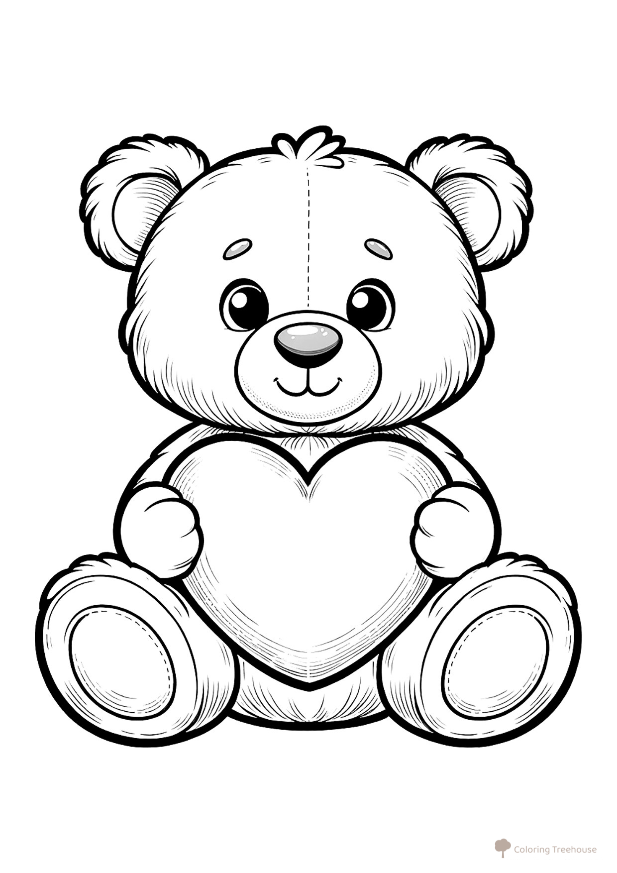 Milyy medvezhonok s serdechkom — Раскраска dibujo para colorear gratis de Hojas para colorear del Día de San Valentín (14 de febrero)