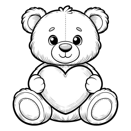 Milyy medvezhonok s serdechkom — Раскраска dibujo para colorear gratis de Hojas para colorear del Día de San Valentín (14 de febrero)