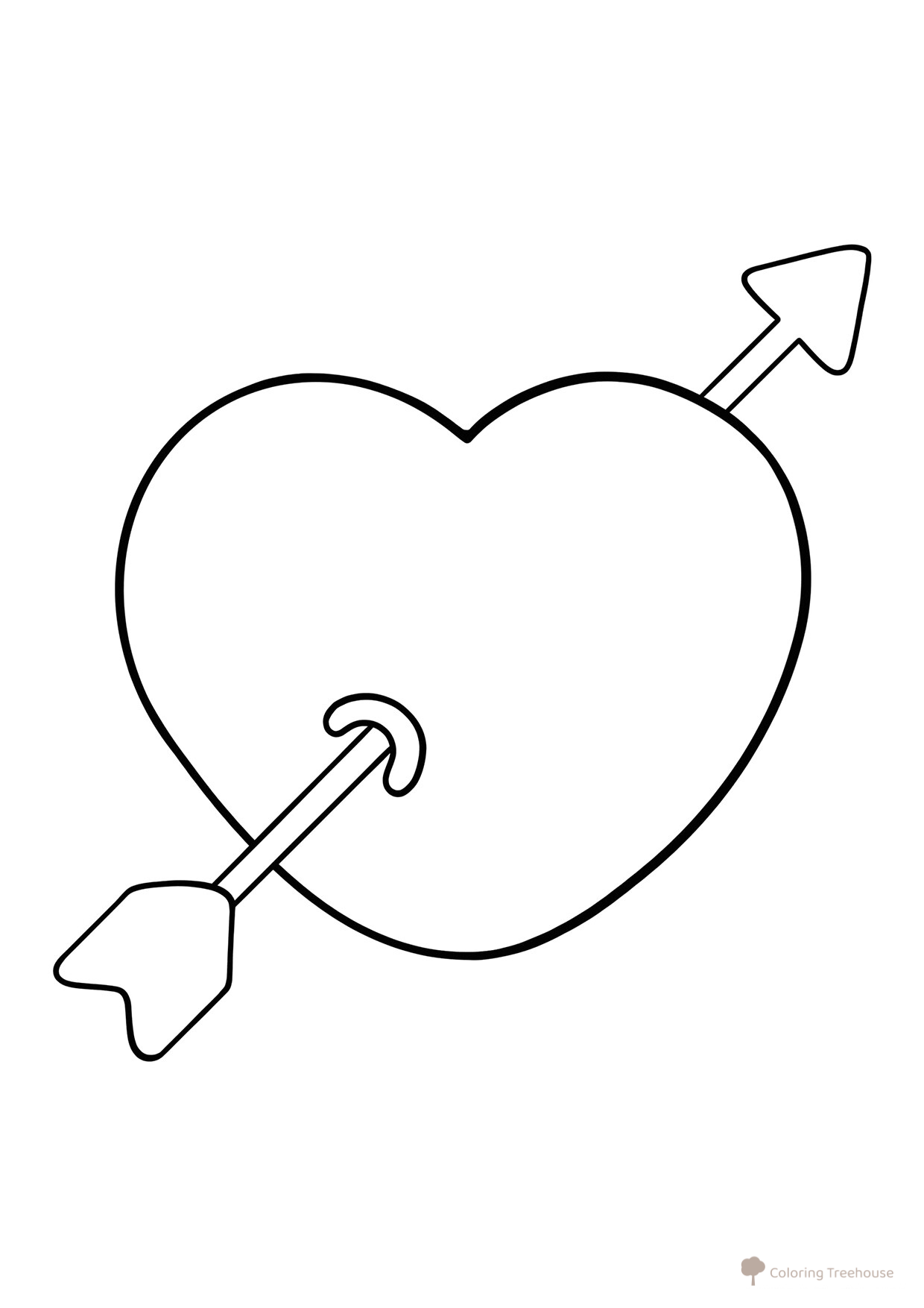 Valentine's Day Heart with Arrow Coloring Page free printable Valentine's Day Coloring Pages and Valentine Cards coloring page
