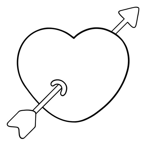 Valentine's Day Heart with Arrow Coloring Page free printable Valentine's Day Coloring Pages and Valentine Cards coloring page