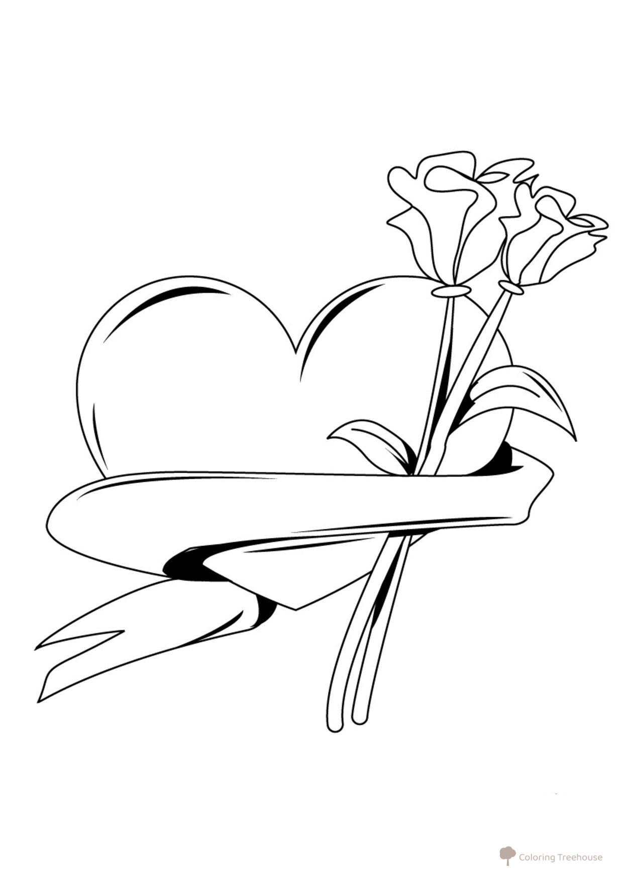 Página para colorear Corazón con flores dibujo para colorear gratis de Hojas para colorear del Día de San Valentín (14 de febrero)