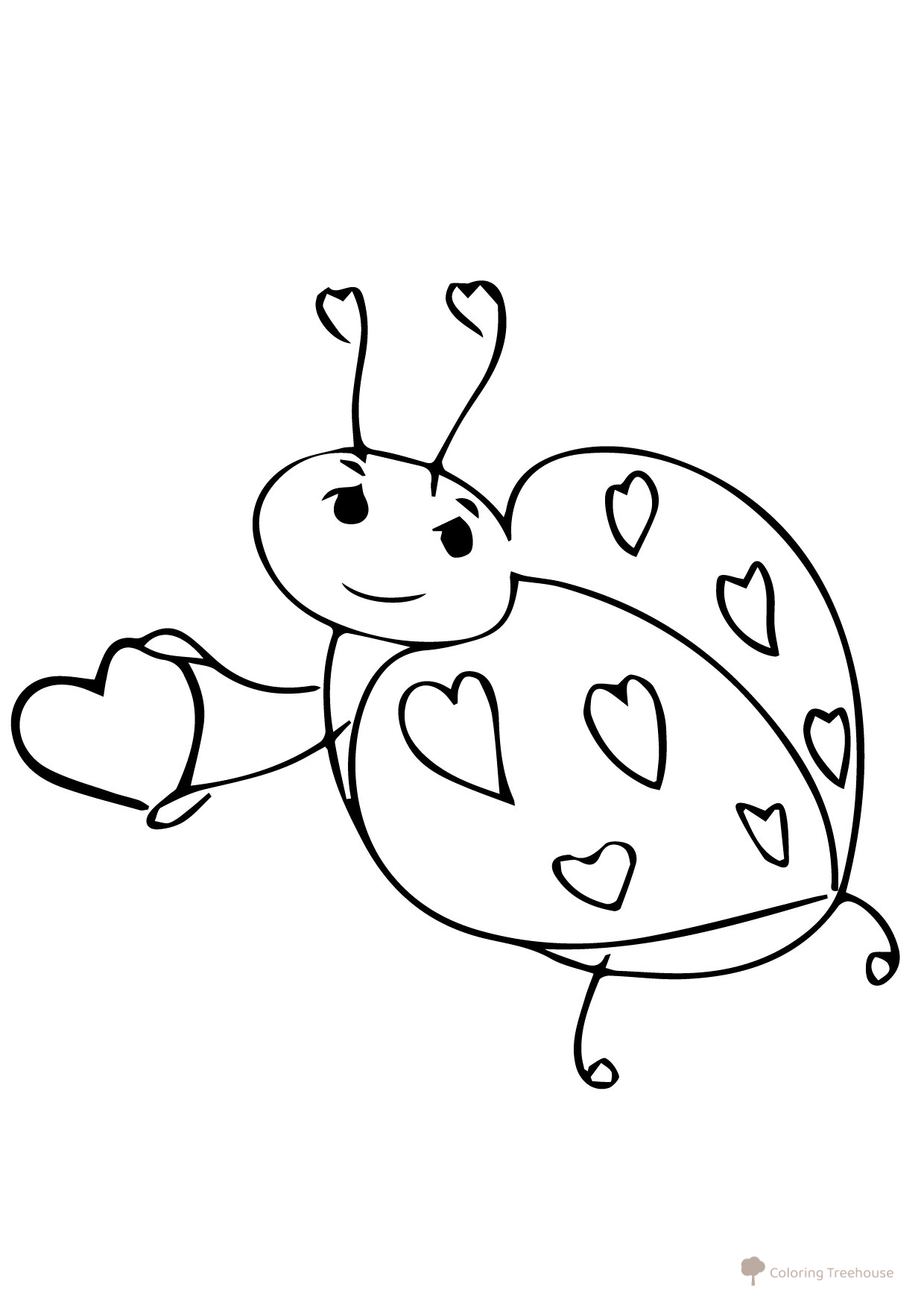 Valentín: mariquita para colorear dibujo para colorear gratis de Hojas para colorear del Día de San Valentín (14 de febrero)