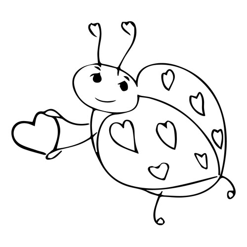 Valentín: mariquita para colorear dibujo para colorear gratis de Hojas para colorear del Día de San Valentín (14 de febrero)
