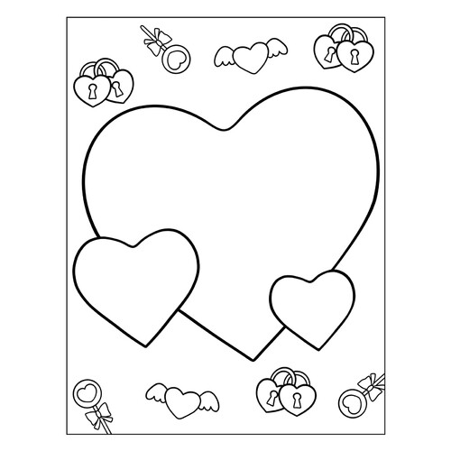 Valentine's Day Coloring Page — Three Hearts free printable Valentine's Day Coloring Pages and Valentine Cards coloring page