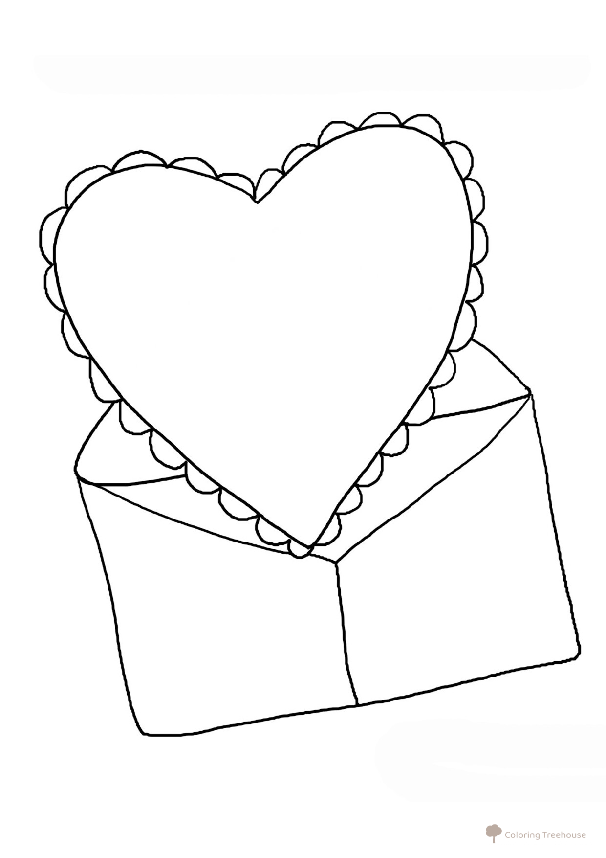 Página para colorear: Valentín en un sobre dibujo para colorear gratis de Hojas para colorear del Día de San Valentín (14 de febrero)